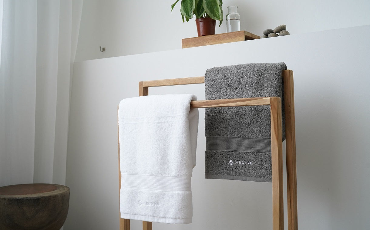 cotton towels white and grey