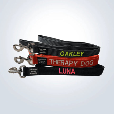 photo - three embroidered dog collars stacked