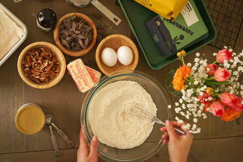 Whisk together dry ingredients in a medium sized bowl