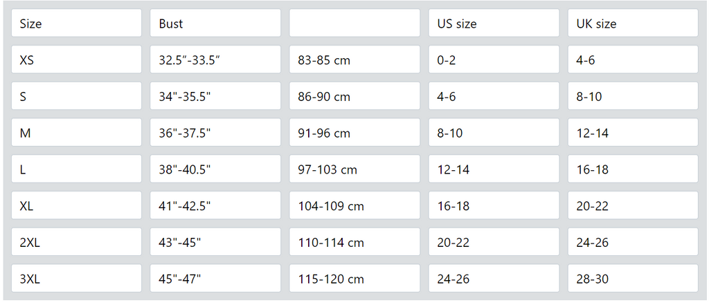 Sizing Chart & Measurement Guide – Bridal Babes