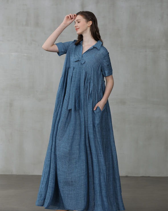 Lydrangea 28 | maxi shirt dress in van gogh blue
