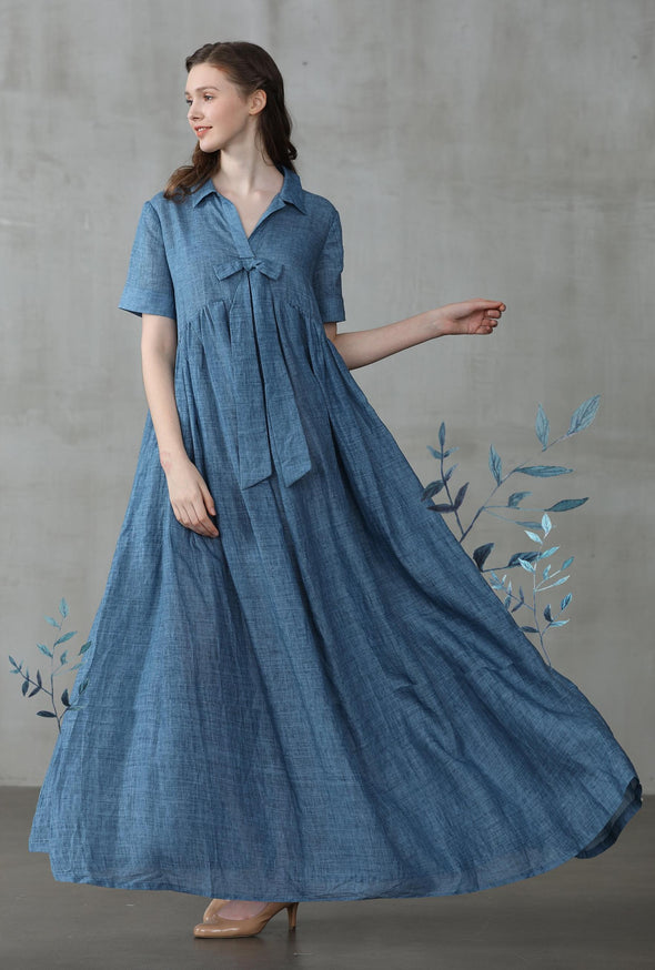 Lydrangea 28 | maxi shirt dress in van gogh blue