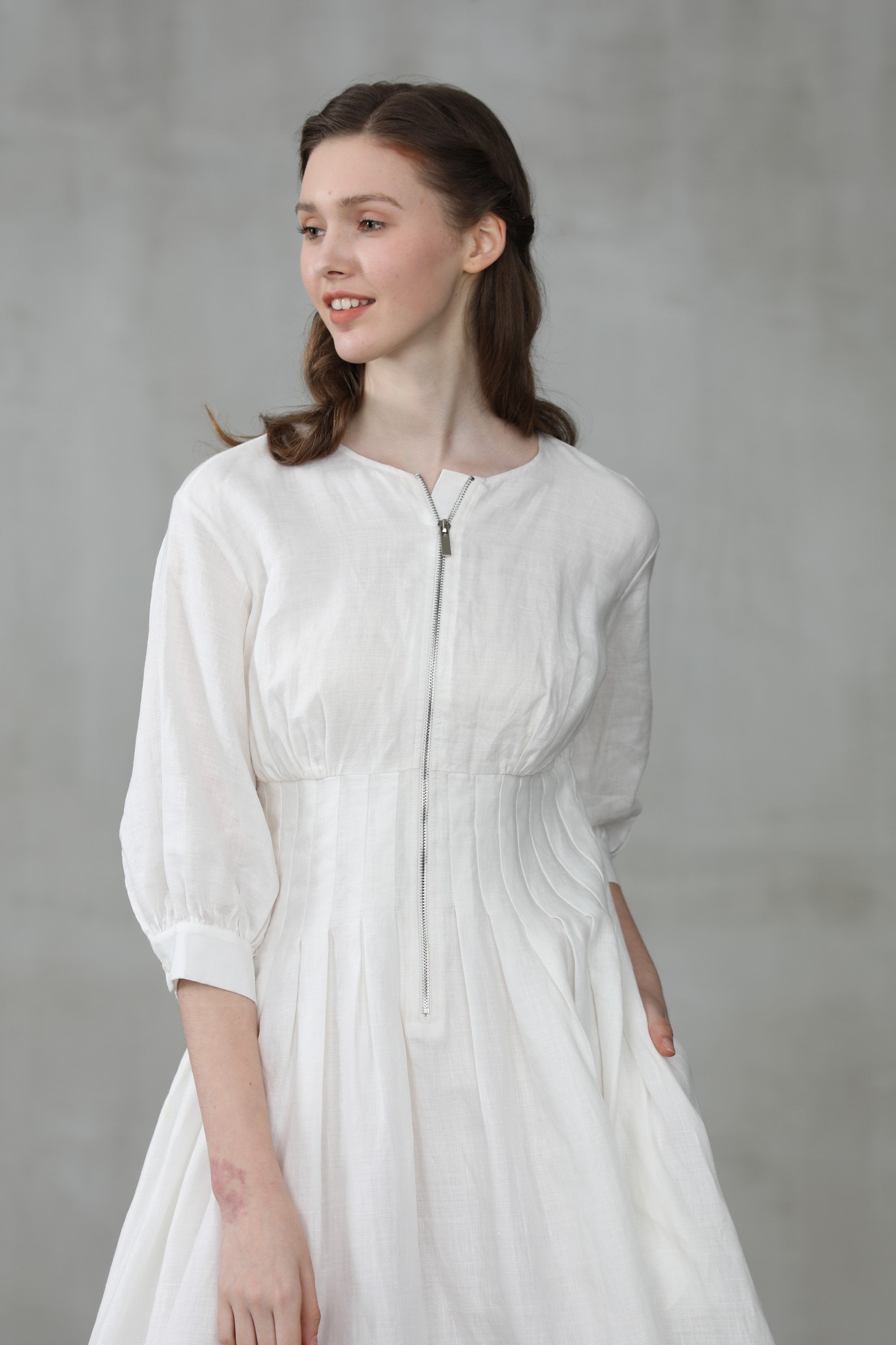 casual white linen dress