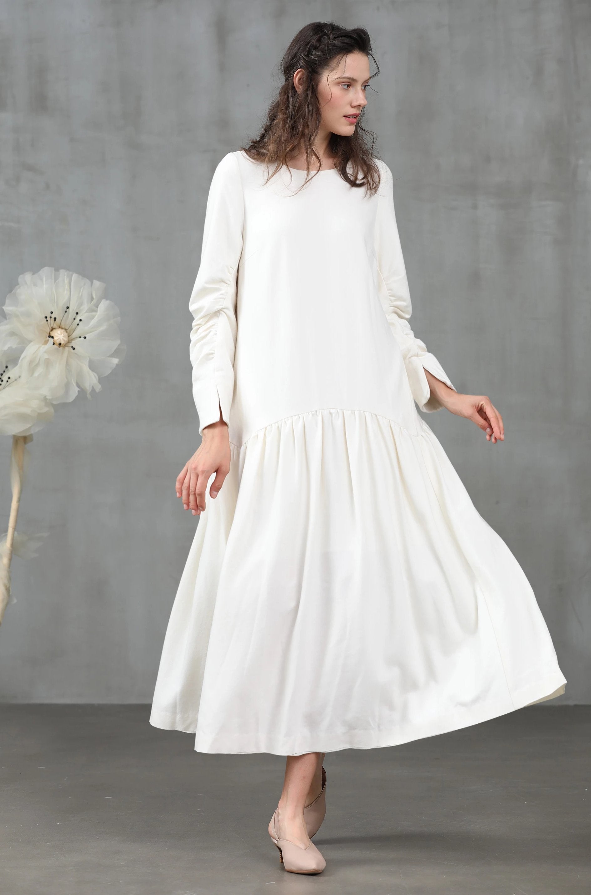 white wool dress