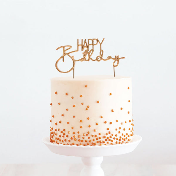 INS New Happy Birthday Cake Topper Rose Gold Acrylic Vertical Creative Gold  Cake Topper For Birthday