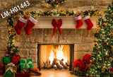 Brick Fireplace Butterfly Christmas Backdrop for Tester