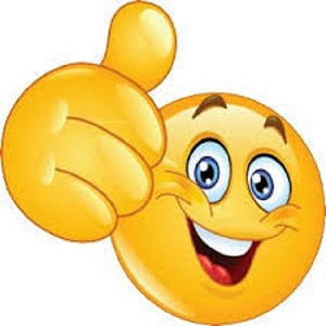 glimlaggende emoji met 'n duim omhoog