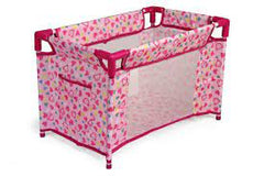 I-Jeronimo Doll Camp Cot in Pink Floral inikeza indawo yokulala esesitayeleni nedlalayo yonodoli bengane yakho.