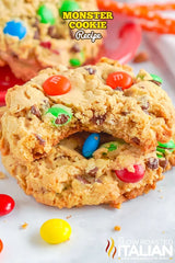 Monster Cookie recipe creates scrumptious chewy cookies, and they’re jam-packed full of chocolate and peanut butter flavor!