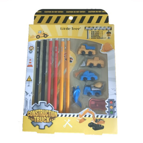 Pencil and Eraser Set for Kids construction truck