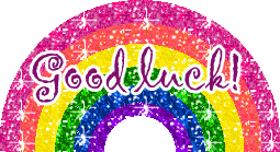 good luck written in a colourful rainbow