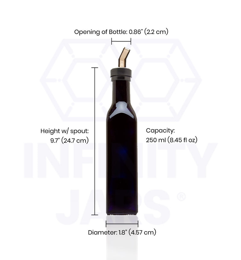 250 Ml Square Glass Bottle With Oil Spout Infinity Jars