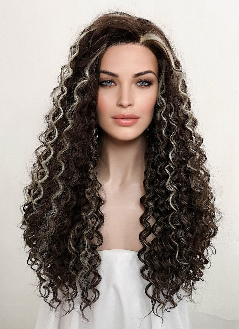 Wavy Dark Brown Braided Belle Beauty and the Beast Lace Front Synthetic Wig  LF2028