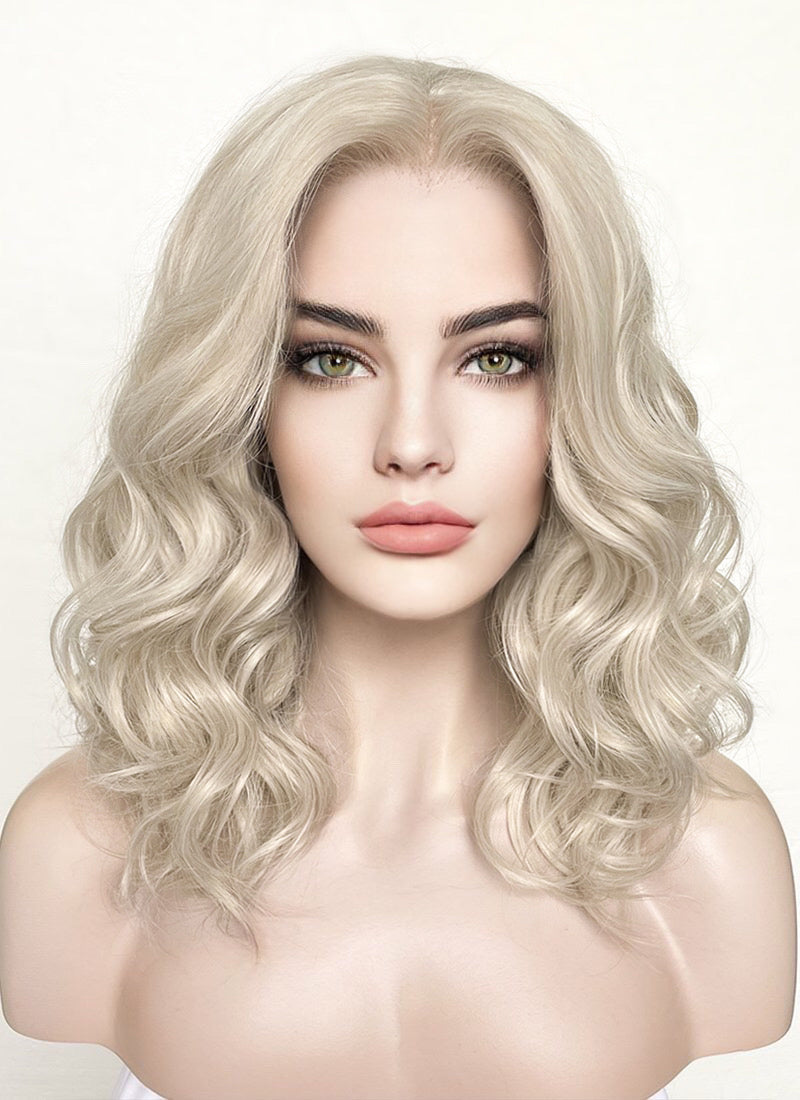 Pastel Ash Blonde Wavy Lace Front Synthetic Wig LF550