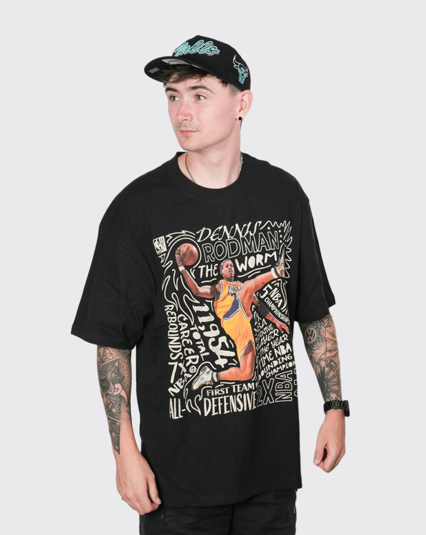 Mitchell and Ness Player Abstract Tee Lakers Rodman MNDRO2815 3