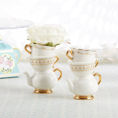 Tea Time Whimsy Ceramic Bud Vases