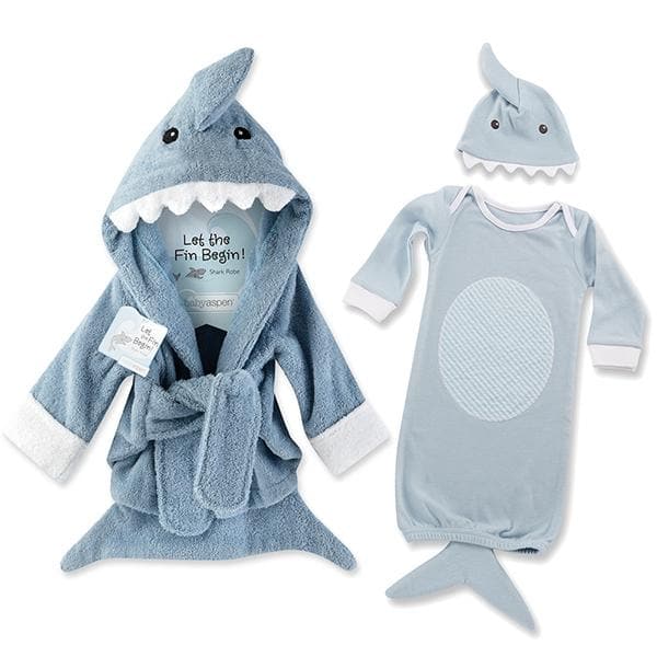 Let the Fin Begin Gift Set with Shark Robe &amp; Layette Blue