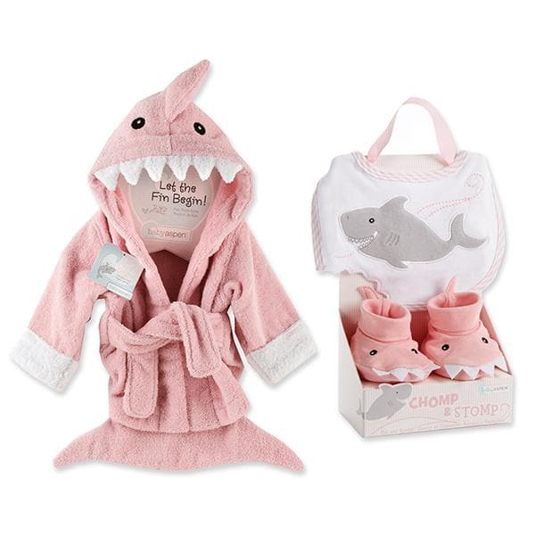 Shark Gift Set with Shark Chomp &amp; Stomp and Shark Robe Pink
