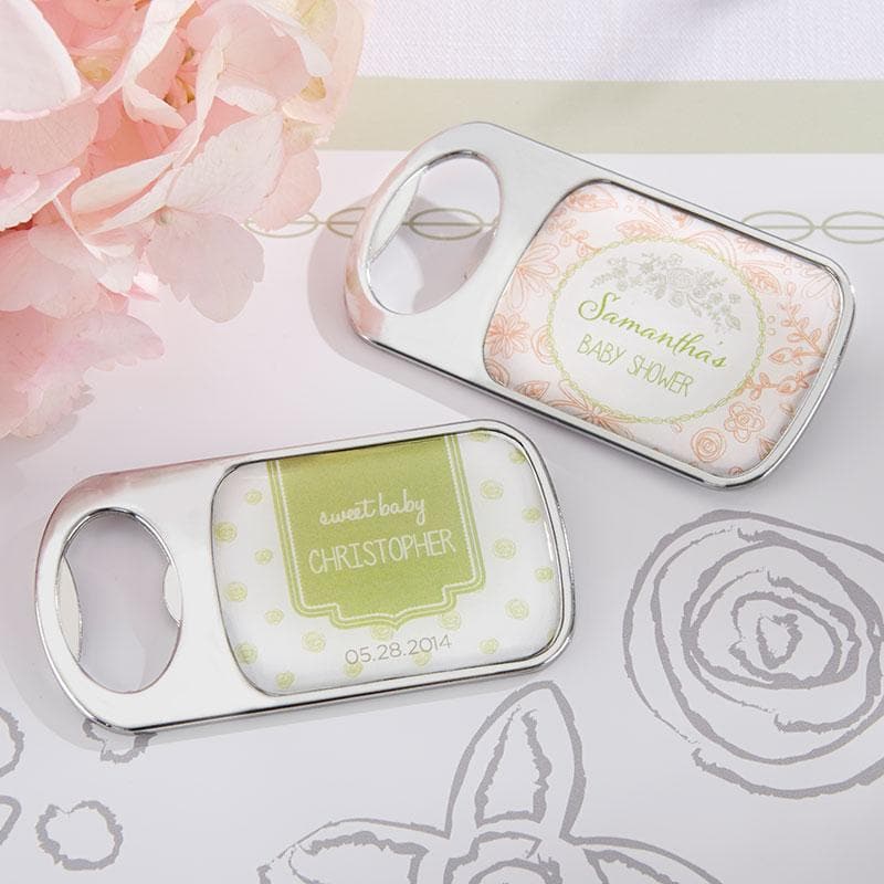 Personalized Rustic Baby Shower Silver Bottle Opener