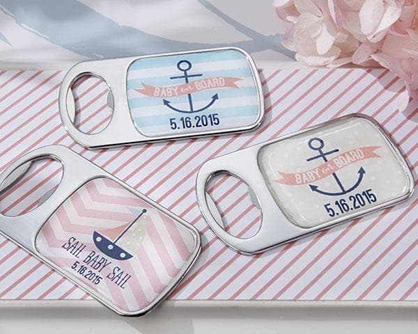 Personalized Nautical Baby Shower Silver Bottle Opener