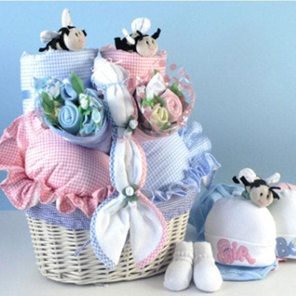 Babies In Bloom Twins Baby Gift Basket