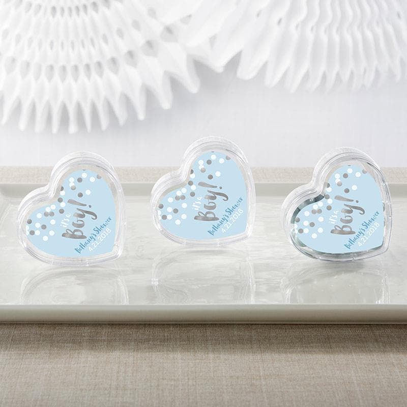 Personalized It&#039;s a Boy! Heart Favor Container (Set of 12)