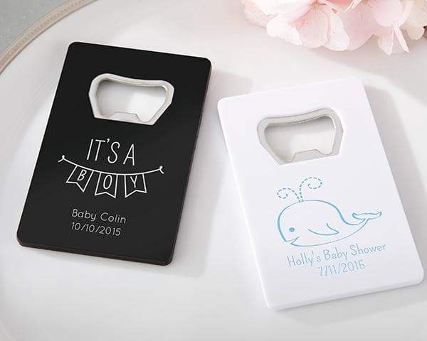 Personalized Baby Shower Credit Card Bottle Opener (Black or White)