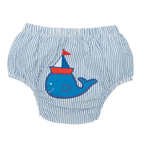 Blue Stripe Nautical Whale Bloomer