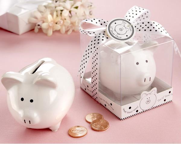 Li&#039;l Saver Favor Ceramic Mini-Piggy Bank in Gift Box with Polka-Dot Bow
