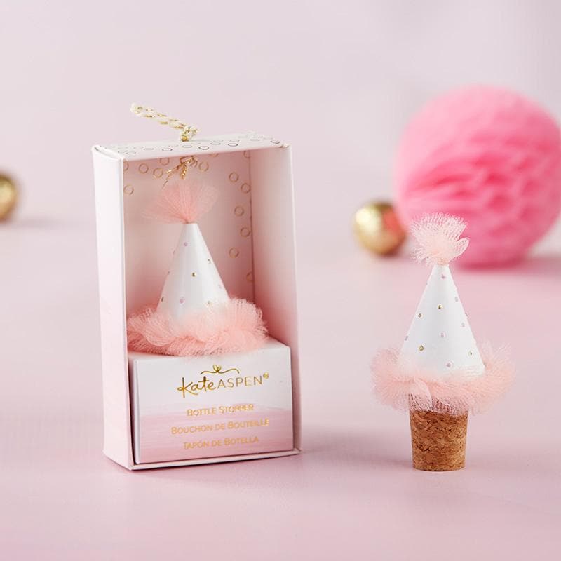 Pink Party Hat Bottle Stopper