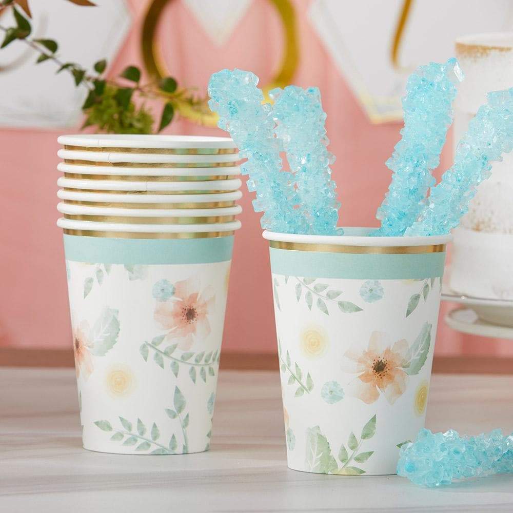 Geometric Floral 8 oz. Paper Cups (Set of 16)