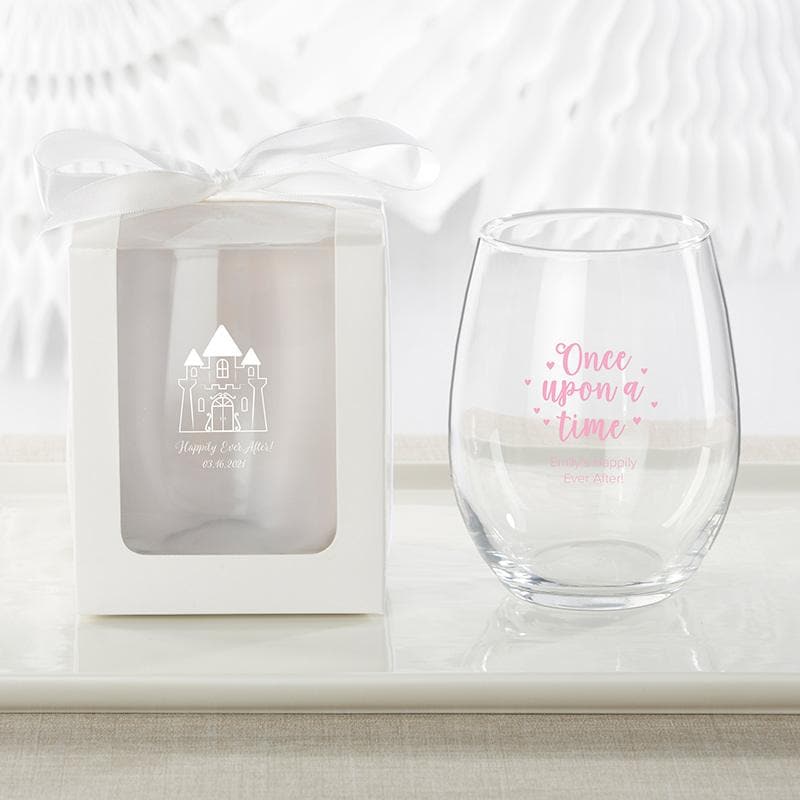 Personalized Princess Party 9 oz. Stemless Wine Glass