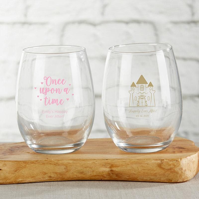 Personalized Princess Party 15 oz. Stemless Wine Glass