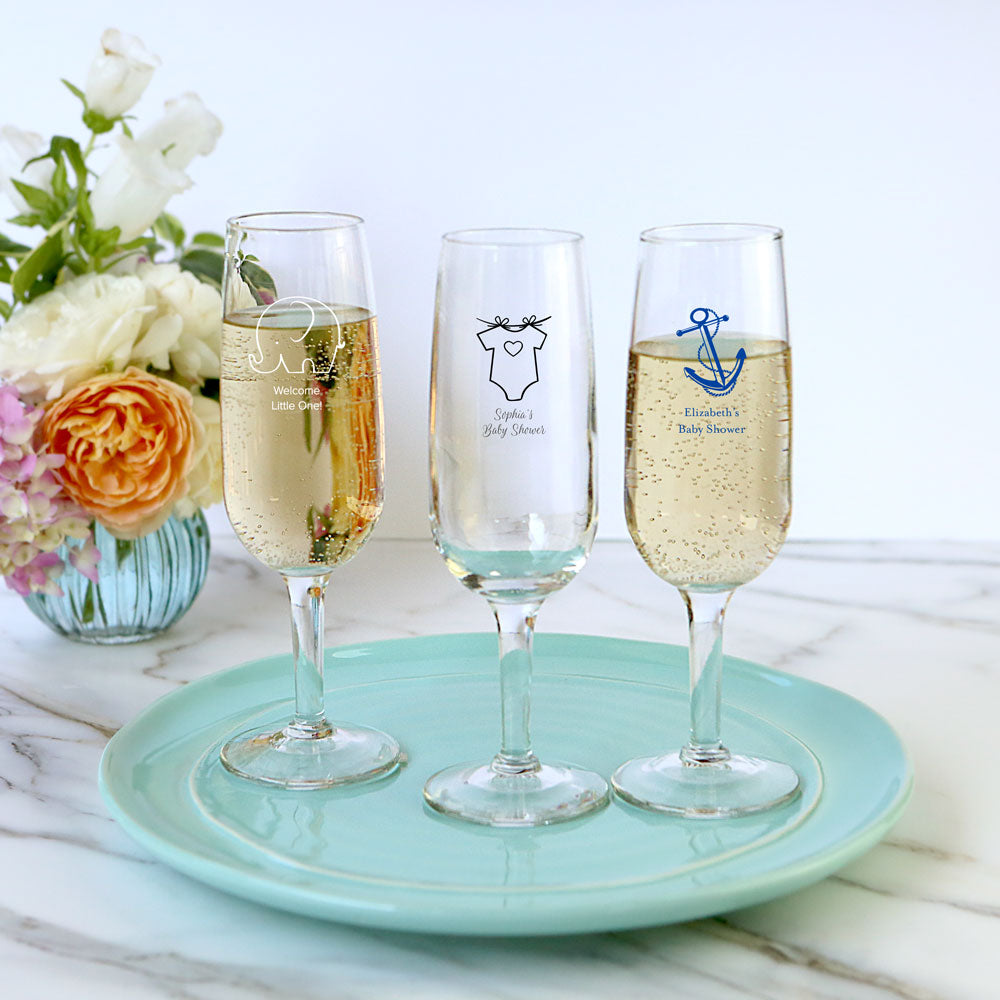 Personalised New Baby Champagne Glass Set