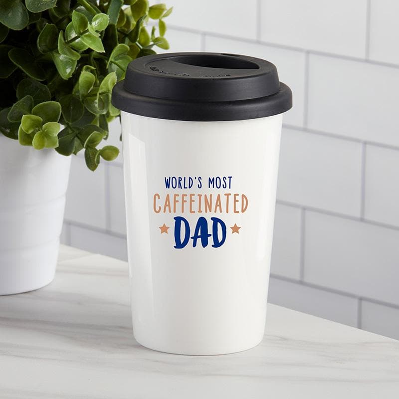 World&#039;s Most Caffeinated Dad 15 oz. Ceramic Travel Mug