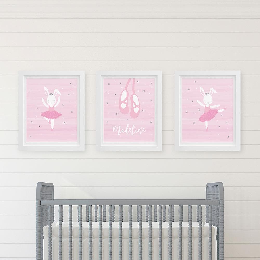 Personalized Ballerina Nursery Décor Wall Art (Set of 3 Prints)