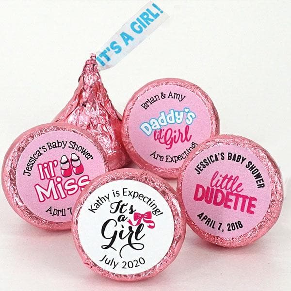 Personalized It&#039;s A Girl Plume Hershey&#039;s Kisses