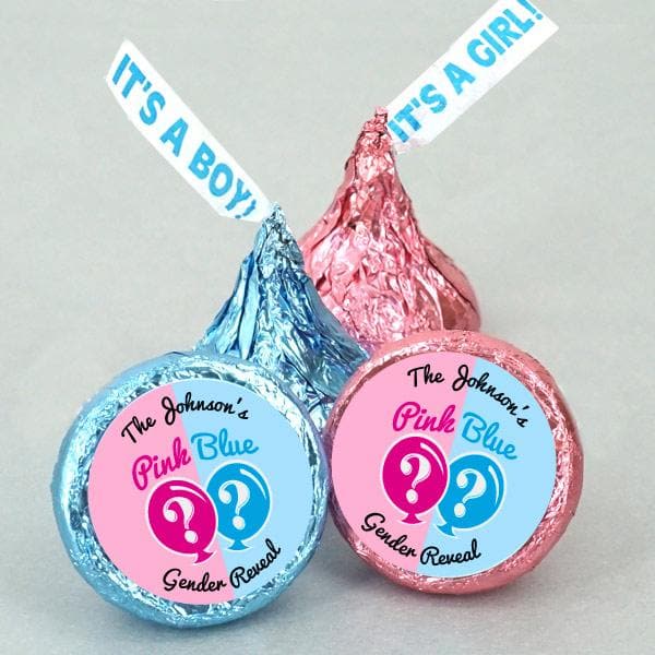 Personalized Pink or Blue It&#039;s A Girl/Boy Plume Hershey&#039;s Kisses (Set of 100)