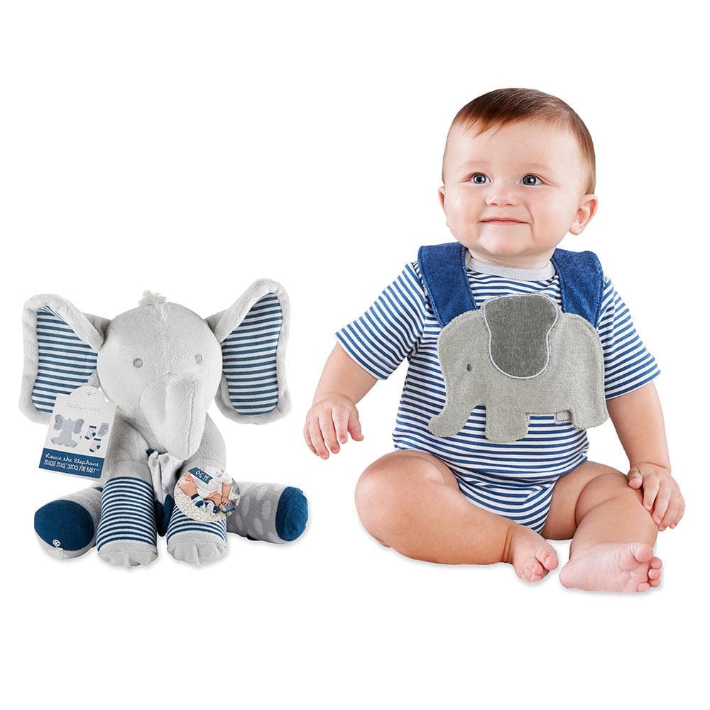 Little Peanut Gift Set with Elephant Layette, Bib, Socks &amp; Plush