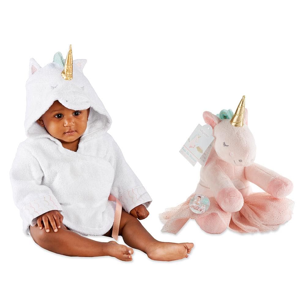 Unicorn Gift Set with Unicorn Hooded Spa Robe &amp; Plush