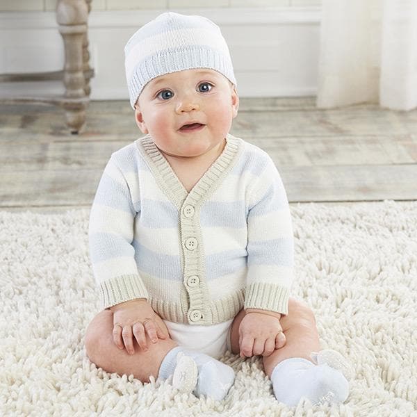 Blue Stripe Cardigan and Cap