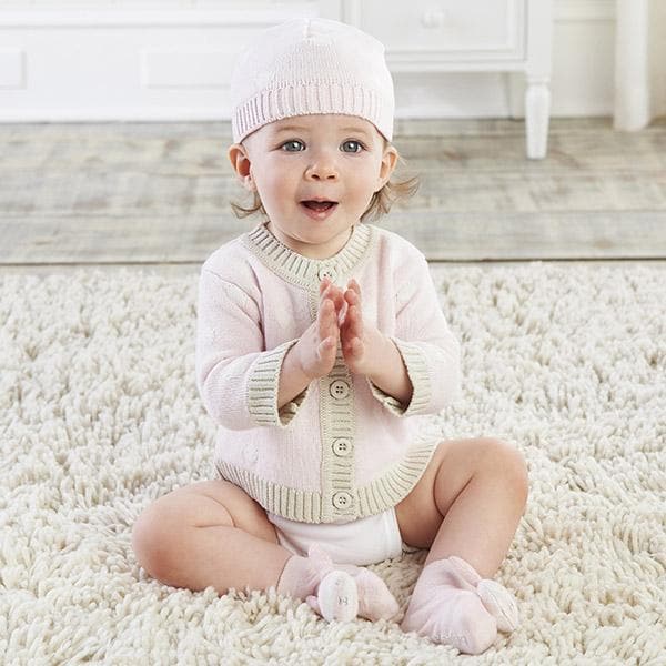 Pink Polka Dot Cardigan and Cap