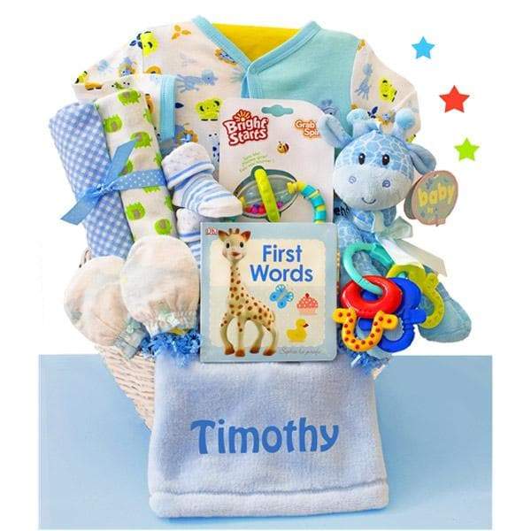 Personalized Little Safari Baby Boy Gift Basket