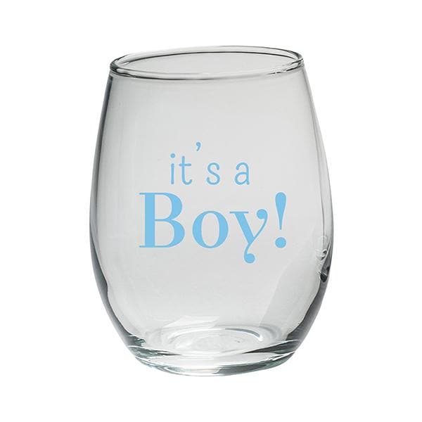 It&#039;s a Boy 9 oz. Stemless Wine Glass (Set of 12)