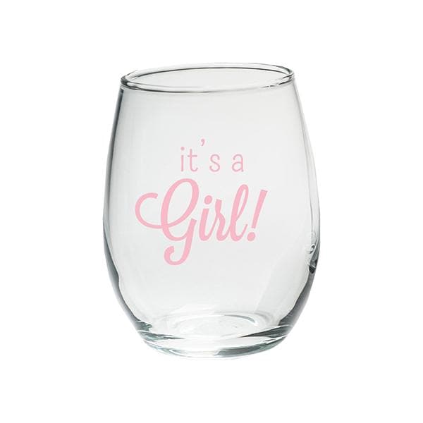 It&#039;s a Girl 9 oz. Stemless Wine Glass (Set of 12)
