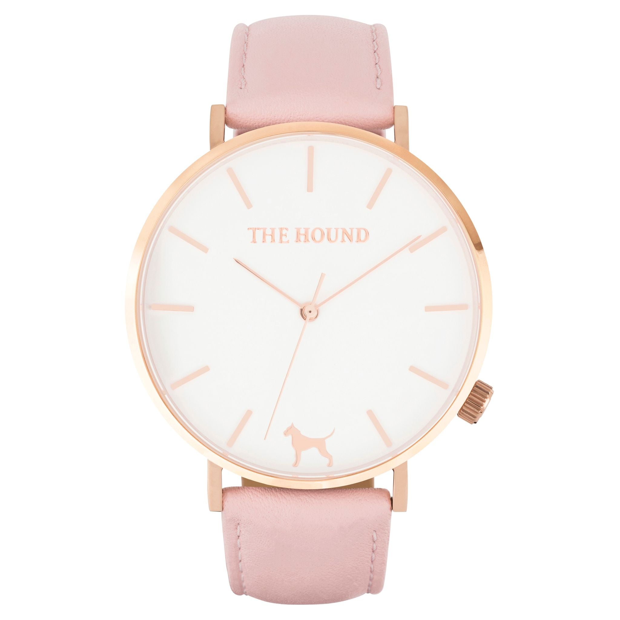 Rose gold & white face watch with blush pink leather