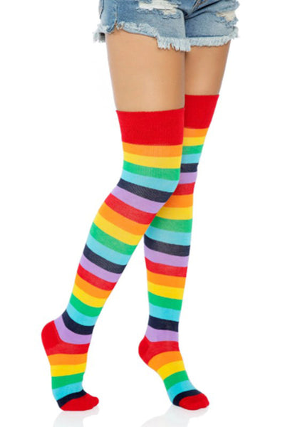 Cherry Rainbow Thigh High Stockings