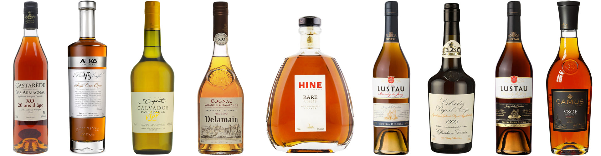Assorted Bottles of Brandy including Cognac, Armagnac and Calvados