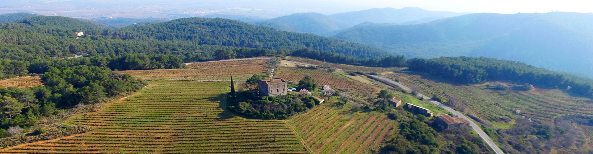 Arial shot of Can Sumoi in the Penedès wine region of Spain