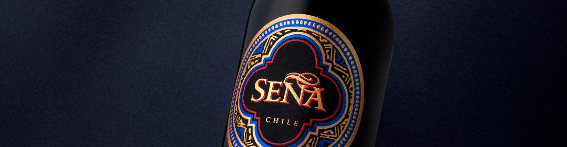 Close up image of Seña Wine Label on Bottle